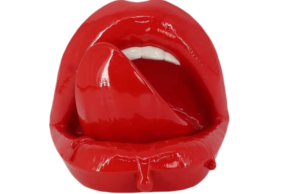 Deko-Figur LIP 25cm rot weiß Hochglanz handmade Pop-Art