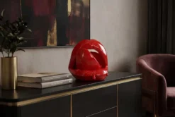 Deko-Figur LIP 25cm rot weiß Hochglanz handmade Pop-Art