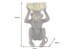 Deko-Figur MONKEY 50cm schwarz gold Affe mit Schale handmade