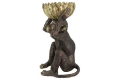 Deko-Figur MONKEY 50cm schwarz gold Affe mit Schale handmade