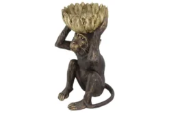 Deko-Figur MONKEY 50cm schwarz gold Affe mit Schale handmade