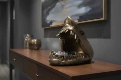 Deko-Figur SHARK HEAD 25cm bronze mit Ablagefach handmade