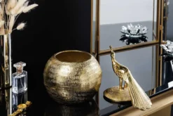 Dekorative Dose WILDLIFE BIRD 30cm gold antik rund Metall