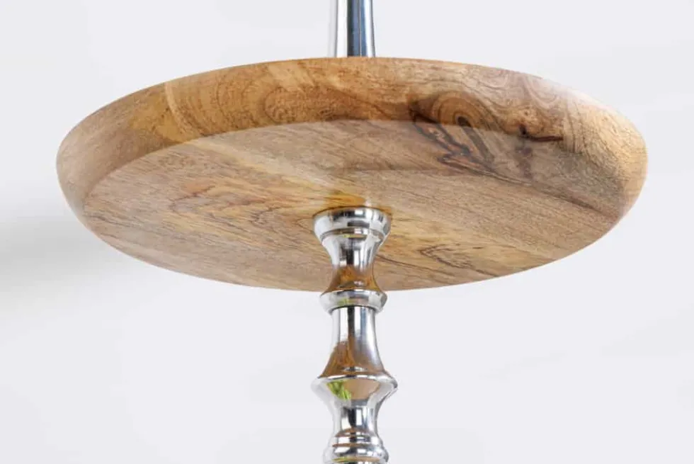 Dekorative Etagere PURE NATURE 68cm silber Mangoholz handmade drei Etagen