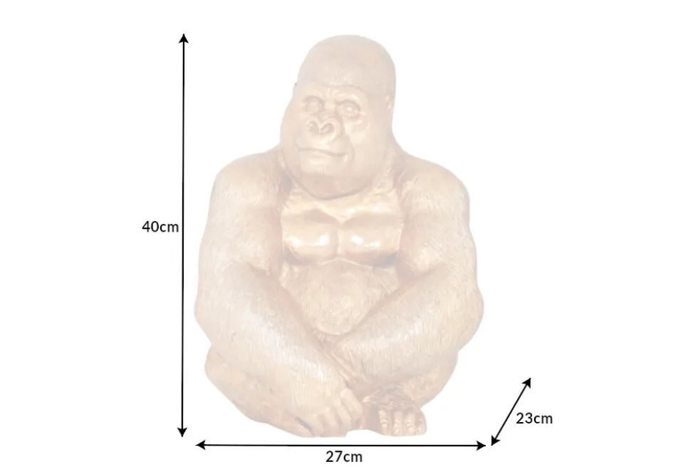 Dekorative Gorillafigur KONG 40cm gold handmade Metall Skulptur