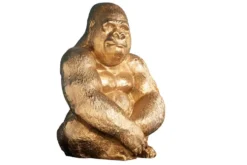 Dekorative Gorillafigur KONG 40cm gold handmade Metall Skulptur
