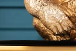Dekorative Gorillafigur KONG 40cm gold handmade Metall Skulptur