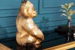 Dekorative Gorillafigur KONG 40cm gold handmade Metall Skulptur