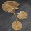 Dekorativer Beistelltisch GINKGO LEAFS 50cm gold handmade Metall