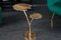 Dekorativer Beistelltisch GINKGO LEAFS 50cm gold handmade Metall