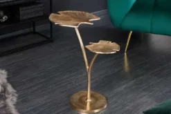 Dekorativer Beistelltisch GINKGO LEAFS 50cm gold handmade Metall