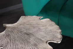 Dekorativer Beistelltisch GINKGO LEAF 55cm silber handmade Metall