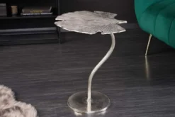Dekorativer Beistelltisch GINKGO LEAF 55cm silber handmade Metall