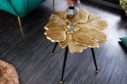 Dekorativer Beistelltisch GINKGO LEAFS 60cm gold handmade Metall