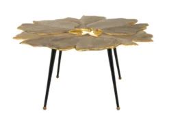 Dekorativer Couchtisch GINKGO 95cm gold schwarz handmade Metall