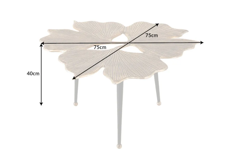 Dekorativer Couchtisch GINKGO LEAFS 75cm gold handmade Metall