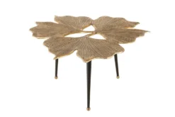 Dekorativer Couchtisch GINKGO LEAFS 75cm gold handmade Metall