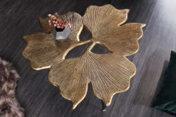 Dekorativer Couchtisch GINKGO LEAFS 75cm gold handmade Metall