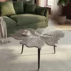 Dekorativer Couchtisch GINKGO LEAFS 75cm silber handmade Metall