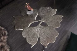 Dekorativer Couchtisch GINKGO LEAFS 75cm silber handmade Metall