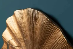 Dekorativer Kerzenhalter GINKGO 44cm gold handmade Metall Wandteelicht