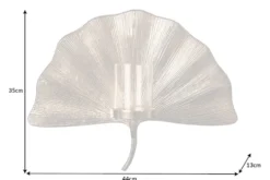 Dekorativer Kerzenhalter GINKGO 44cm silber handmade Metall Wandteelicht
