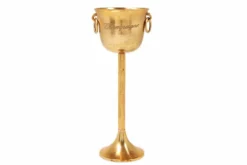 Dekorativer Sektkühler CHAMPAGNE 80cm antik gold handmade Metall Flaschenkühler