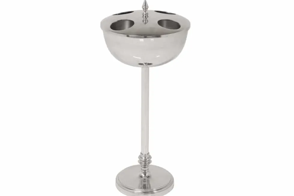 Dekorativer Weinkühler VINO 80cm silber handmade Metall Flaschenkühler Sektkühler