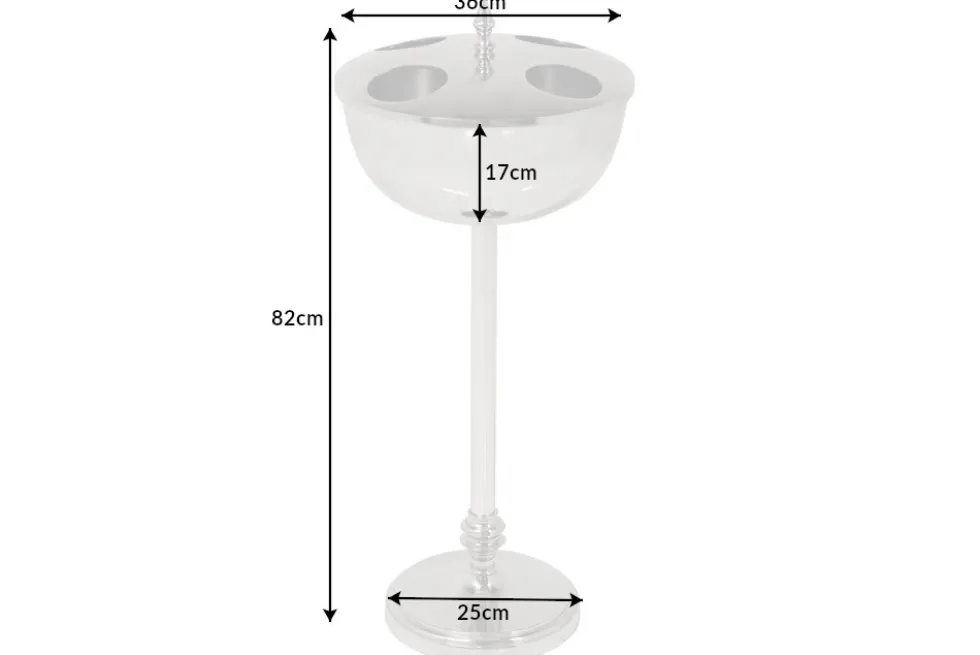 Dekorativer Weinkühler VINO 80cm silber handmade Metall Flaschenkühler Sektkühler