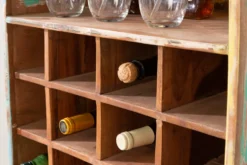 Dekoratives Bootsregal JAKARTA 190cm bunt Massivholz aus recycelten Fischerbooten Weinregal