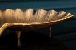 Dekorative Schale GINKGO 35cm gold handmade Metall