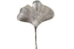 Dekoratives Kleiderhaken 3er Set GINKGO 30cm silber handmade Metall
