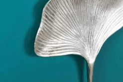 Dekoratives Kleiderhaken 3er Set GINKGO 30cm silber handmade Metall