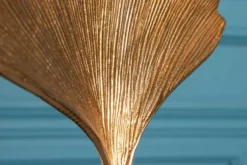 Dekorative Skulptur GINKGO LEAF 44cm gold handmade Metall mit Marmorsockel