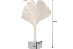 Dekorative Skulptur GINKGO LEAF 44cm gold handmade Metall mit Marmorsockel