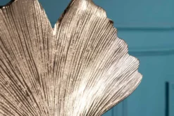 Dekorative Skulptur GINKGO LEAF 45cm silber handmade Metall mit Marmorsockel