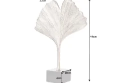 Dekorative Skulptur GINKGO LEAF 45cm silber handmade Metall mit Marmorsockel