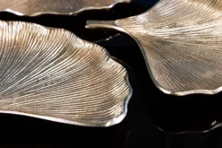 Dekoratives Schalen 3er Set GINKGO 30cm gold handmade Metall