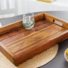 Dekoratives Tablett MAKASSAR 45cm braun Sheesham Massivholz stone finish Servierbrett