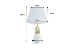 Dekorative Tischlampe STONES OF ZEN 45cm weiß gold mit Stoffschirm rund