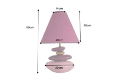 Dekorative Tischlampe STONES OF ECSTASY 60cm pink rosa gold mit Stoffschirm rund