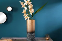 Dekorative Vase ABSTRACT 40cm gold Metall Patina handmade