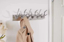Dekorative Wandgarderobe DEER 50cm silber Aluminium poliert Hirschgeweih Kleiderhaken