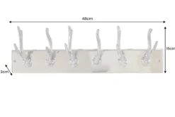 Dekorative Wandgarderobe DEER 50cm silber Aluminium poliert Hirschgeweih Kleiderhaken
