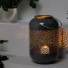 Deko Windlicht CANDLELIGHT 30cm grau Metall handmade Laterne
