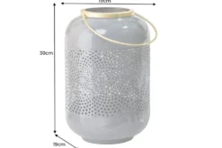 Deko Windlicht CANDLELIGHT 30cm grau Metall handmade Laterne
