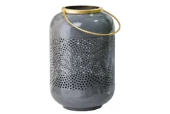Deko Windlicht CANDLELIGHT 30cm grau Metall handmade Laterne