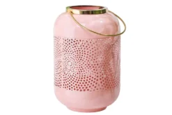Deko Windlicht CANDLELIGHT 30cm pastell-rosa Metall handmade Laterne