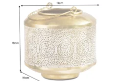 Deko Windlicht ORIENT 20cm gold Metall mit Patina handmade Laterne