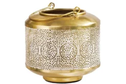 Deko Windlicht ORIENT 20cm gold Metall mit Patina handmade Laterne